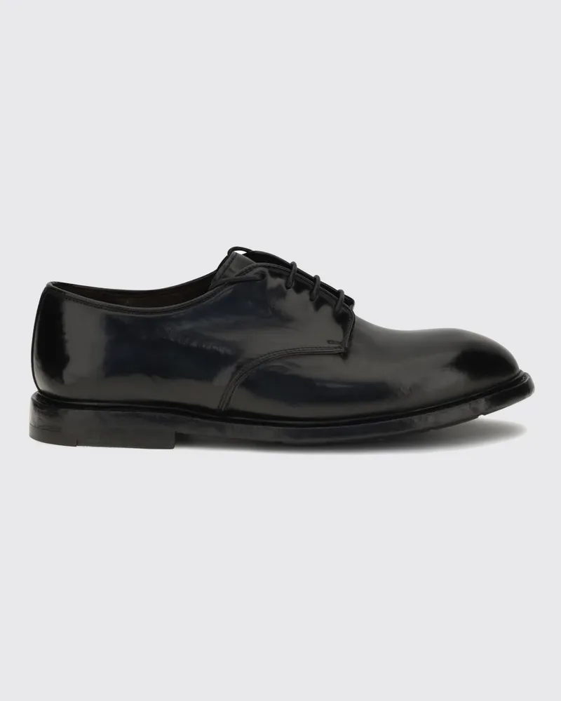 Premiata Derby-Schnürschuhe aus glattem Kalbsleder mit Gummisohle Schwarz