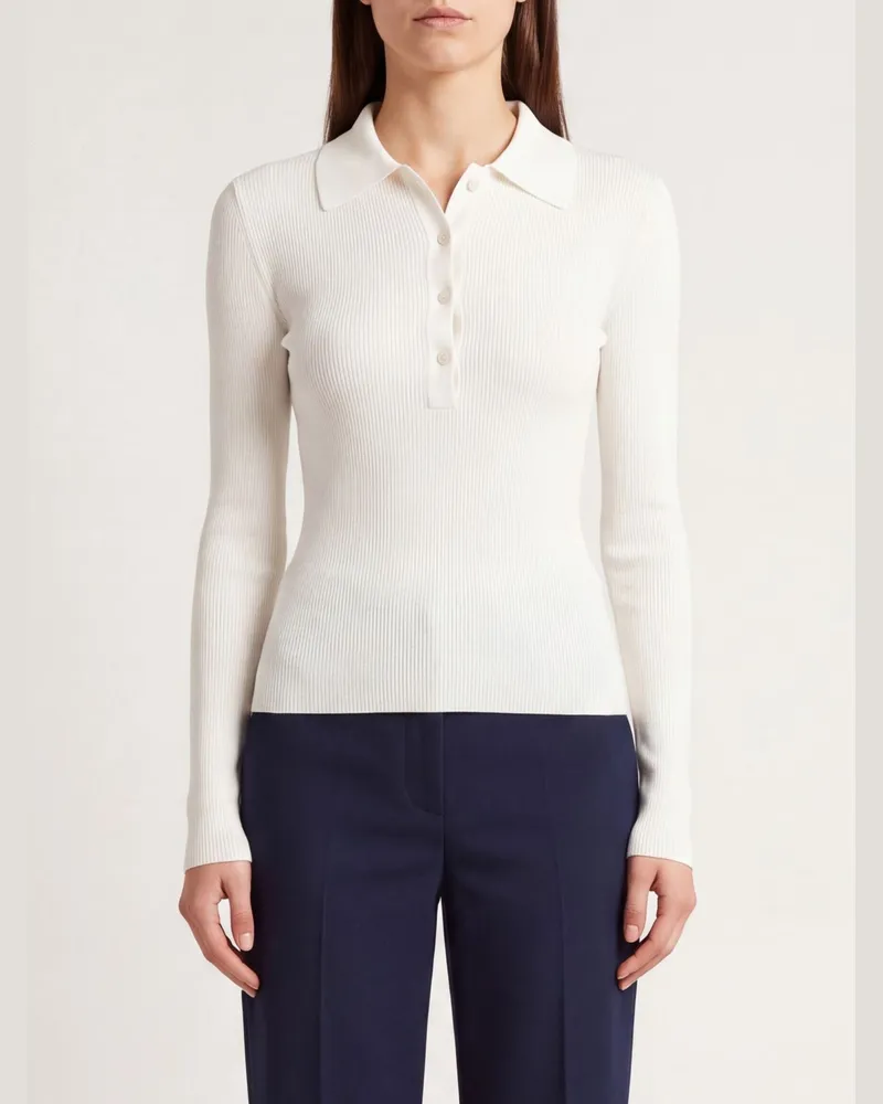 P.A.R.O.S.H. Slim-Fit-Poloshirt P.A.R.O H. mit langen Ärmeln aus reiner Wolle Weiß