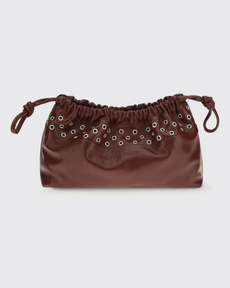 Pierre Hardy Twin Lederclutch mit Metallösen Burgunderrot