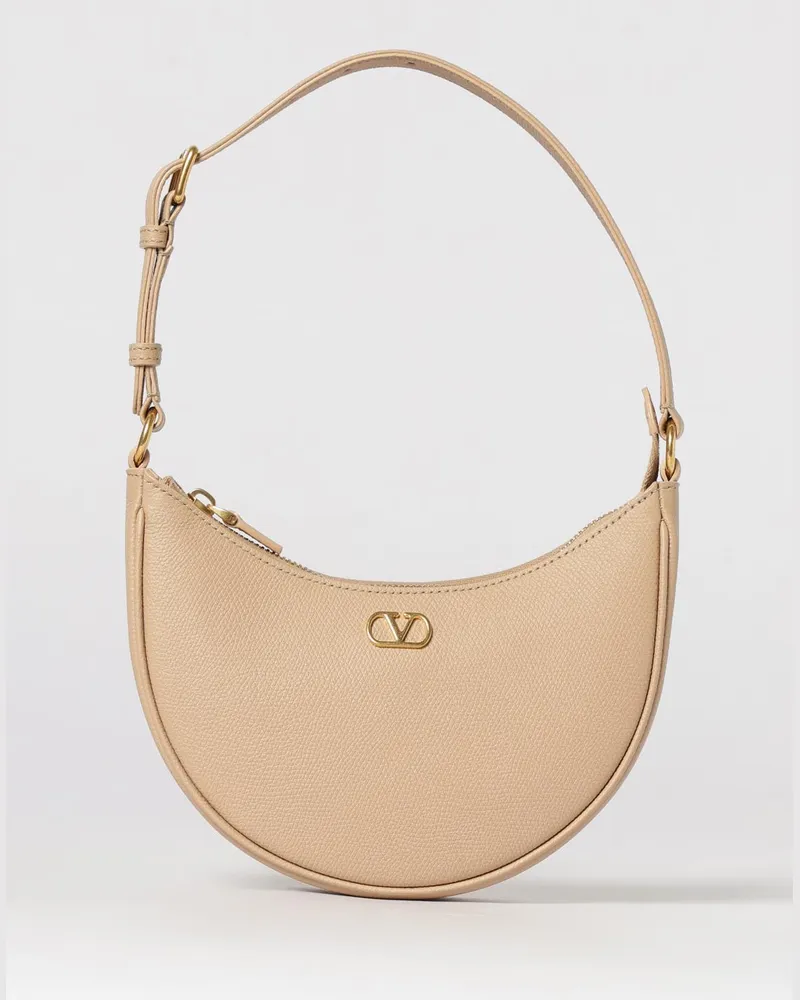 Valentino Garavani Mini VLogo Signature Hobo Bag aus genarbtem Leder Pink
