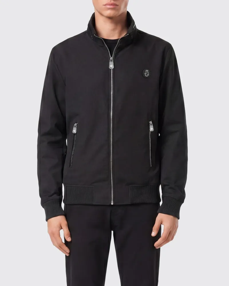 Billionaire Baumwoll-Bomberjacke mit Pythonleder-Einsätzen Schwarz