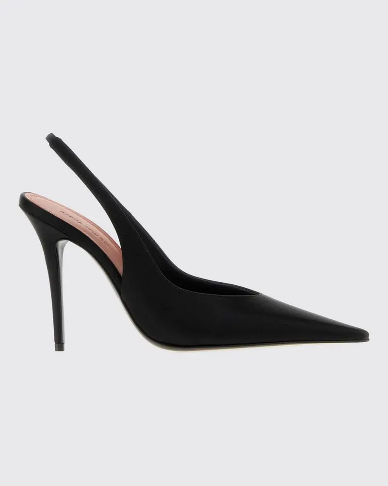 Amina Muaddi Anok Slingback-Pumps aus Satin mit Stiletto-Absatz Schwarz