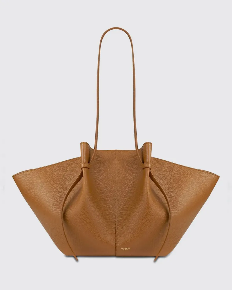 YUZEFI Large Mochi Tasche aus genarbtem Leder Burnt