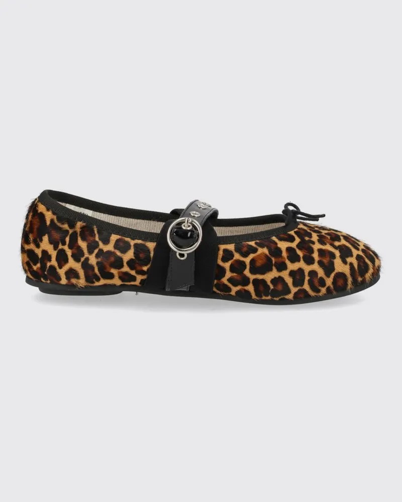 Repetto Mary-Jane-Ballerinas aus Ponyfell mit Animal-Print und Schleife Bunt