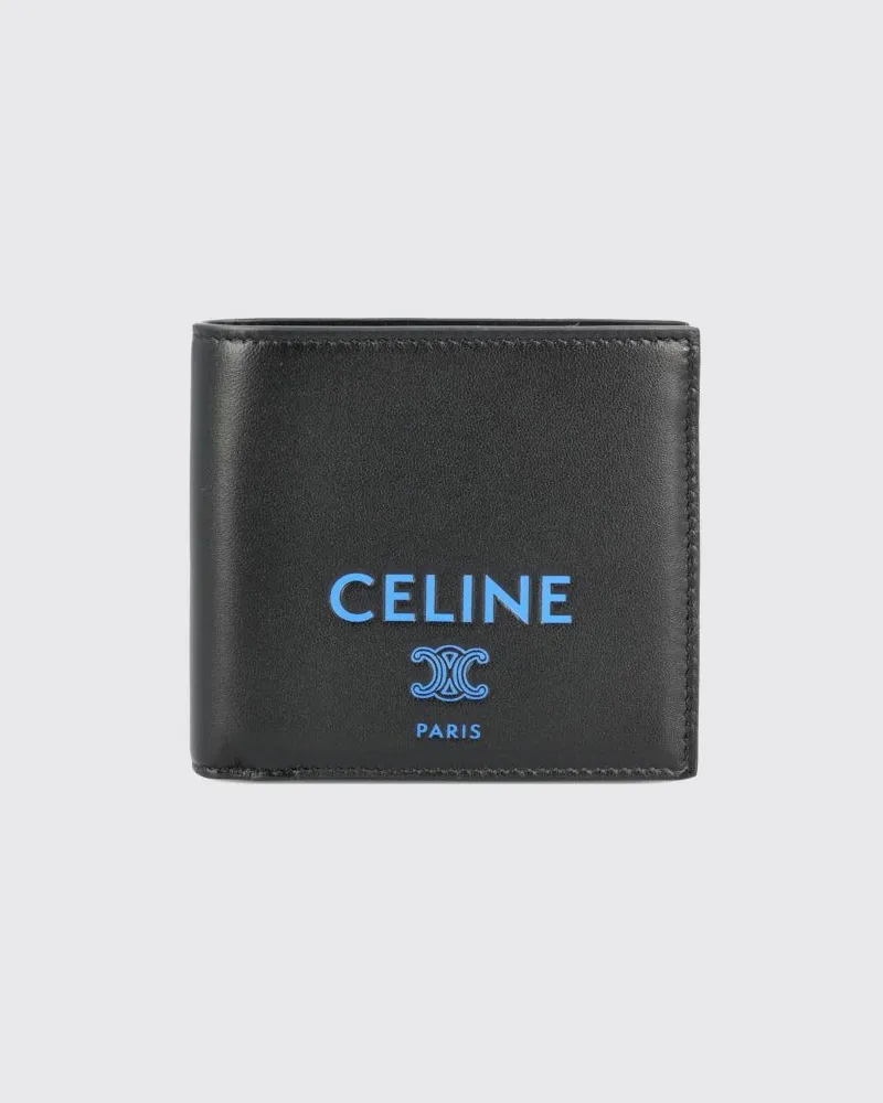 Celine Bifold-Portemonnaie aus Lammleder mit Kontrastlogo Schwarz