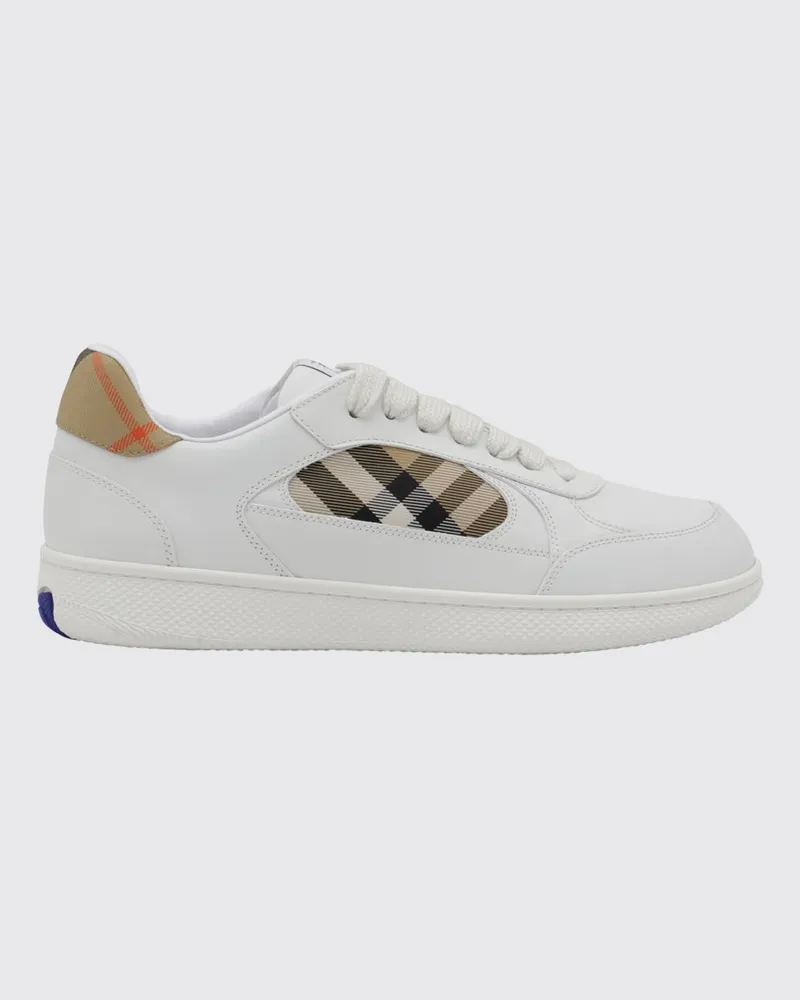 Burberry Check Terrace Leder-Sneakers Weiß