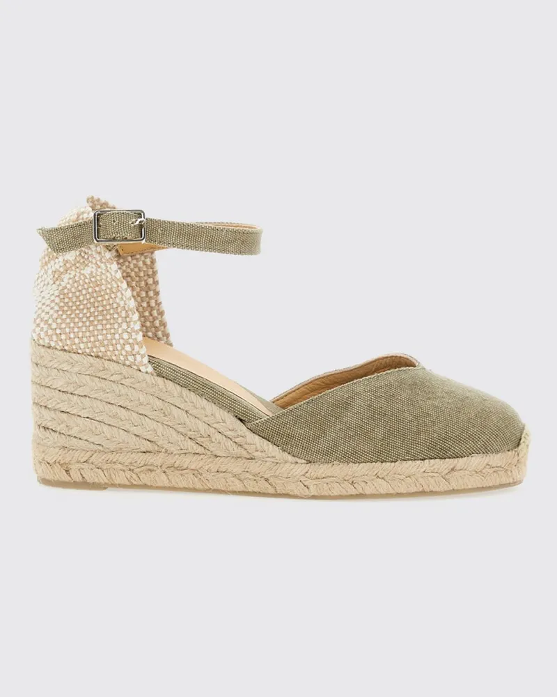 Castañer Chiarita Canvas-Espadrilles mit runder Zehenpartie und mittlerem Keilabsatz Grün