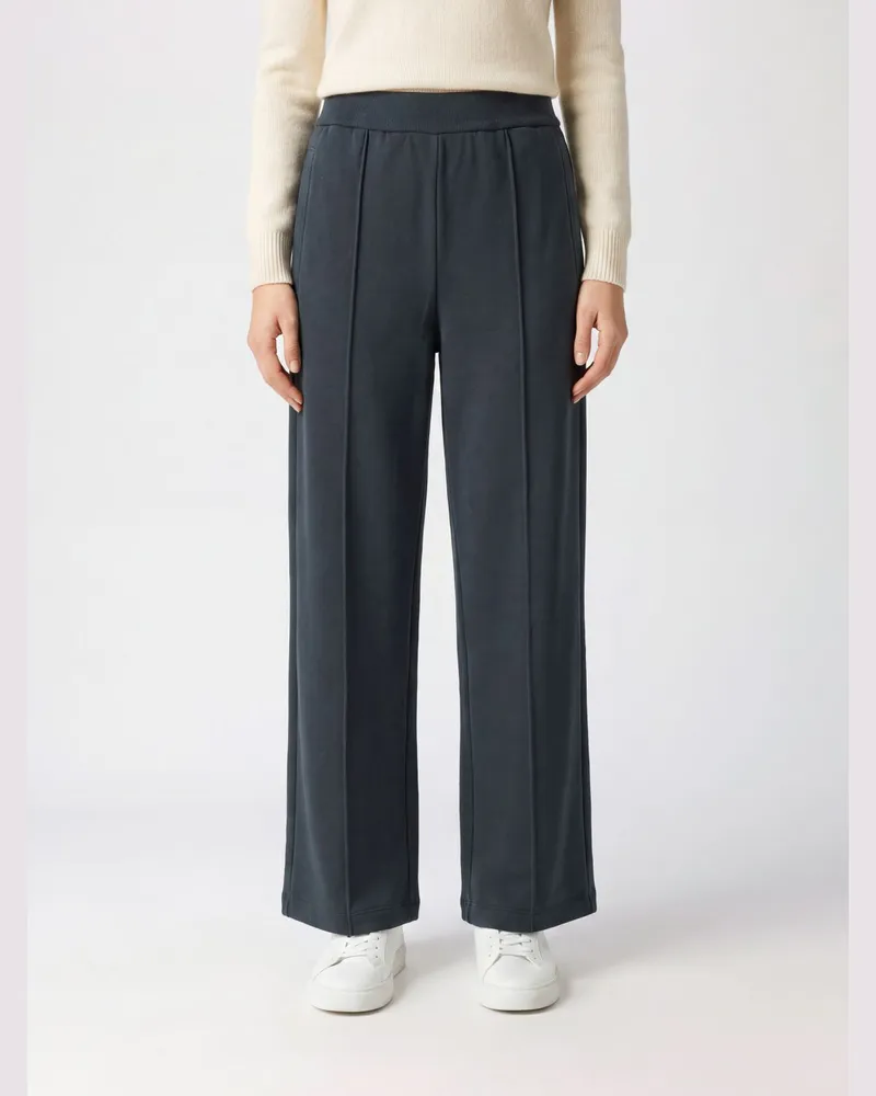 Brunello Cucinelli Jogginghose aus Baumwolle mit Kordelzug in der Taille Blau