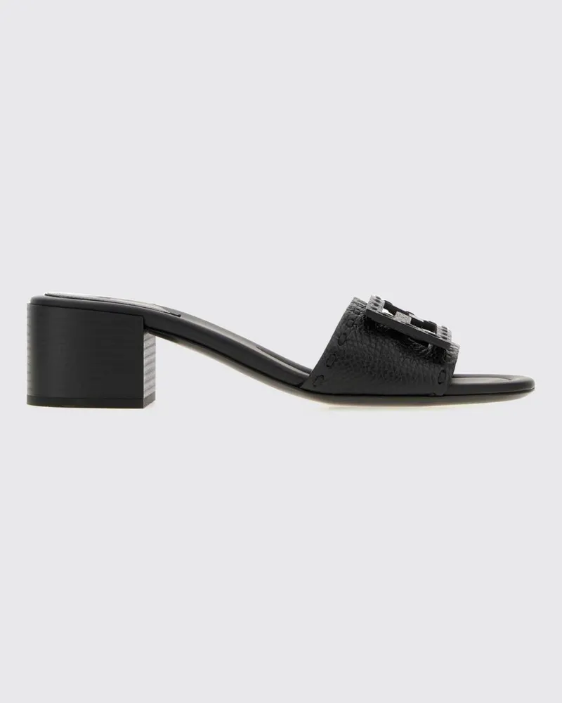 Fendi Baguette Mules aus Kalbsleder mit mittlerem Absatz und FF-Monogramm Schwarz