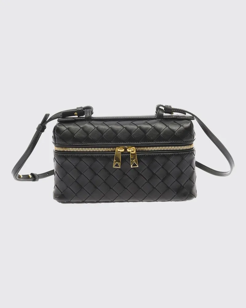 Bottega Veneta Mini Handtasche Bang Bang aus Intrecciato-Kalbsleder Schwarz