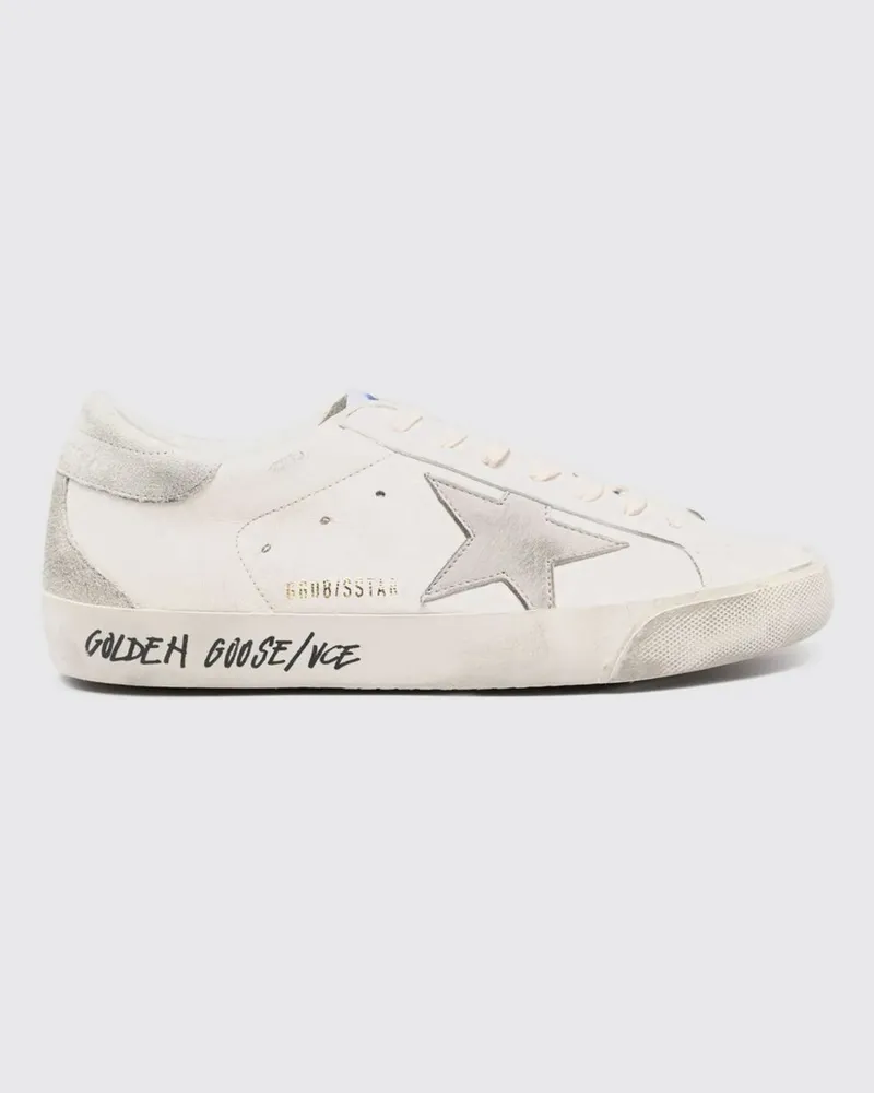 Golden Goose Low-Top-Sneaker aus Leder und Veloursleder im Used-Look Weiß