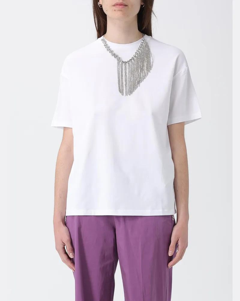 Liu Jo Baumwoll-T-Shirt mit Schmuckkette Weiß