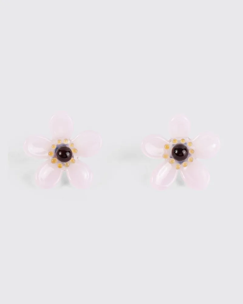 Alaïa Bloom Blumen-Ohrstecker aus Glas und Messing Pink
