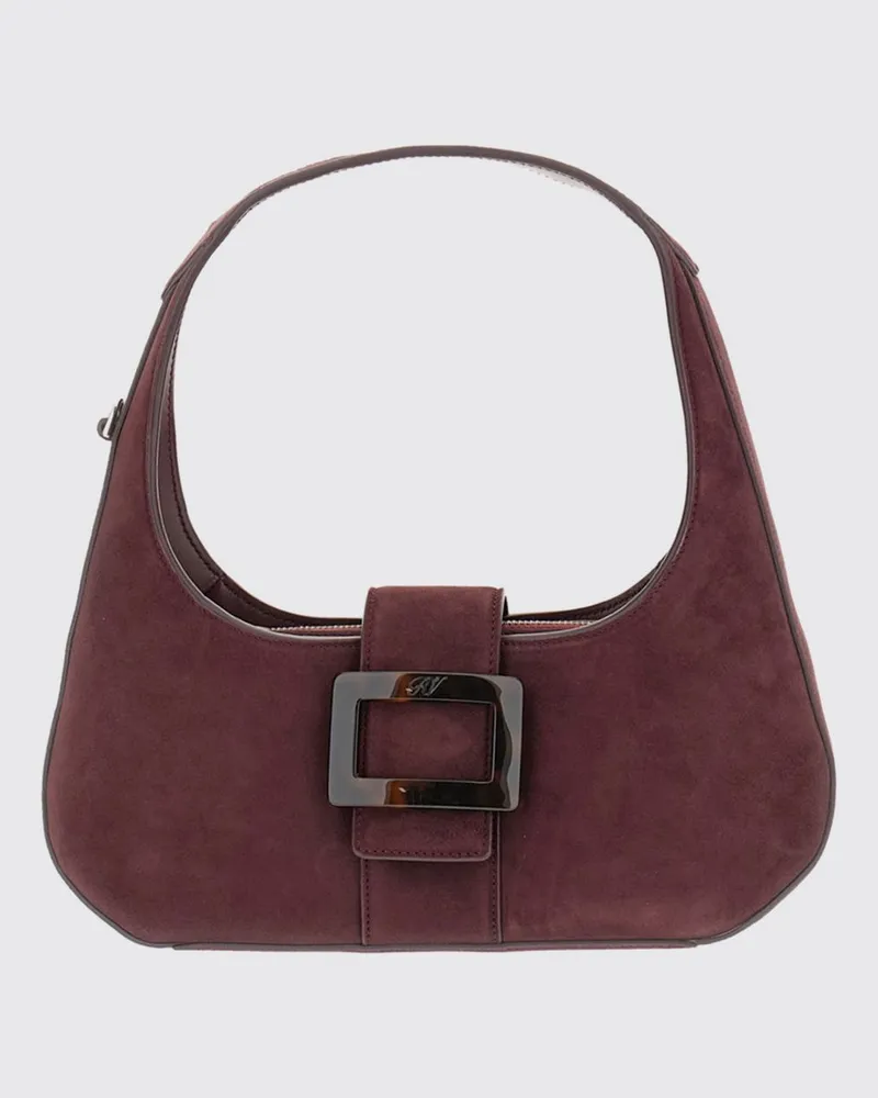 Roger Vivier Handtasche aus Velours-Schafsleder mit Logo-Plakette Rot