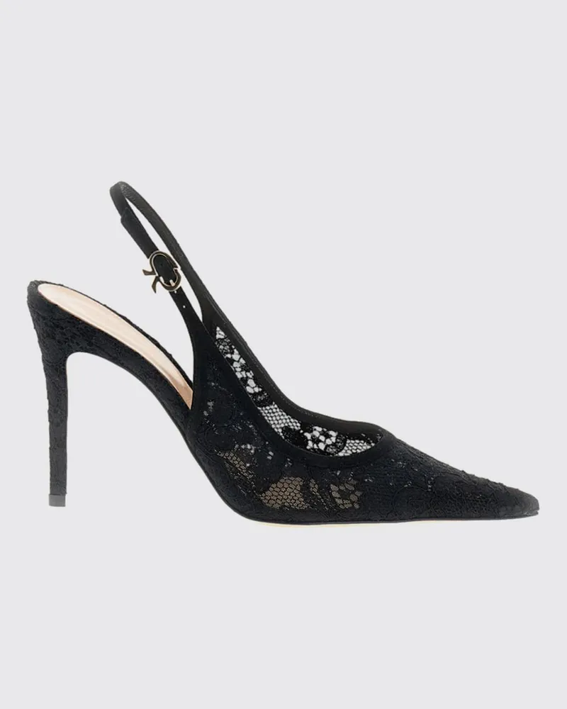 Gianvito Rossi Claudia Slingback-Pumps von aus floraler Spitze mit hohem Stiletto-Absatz Schwarz