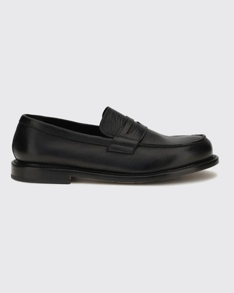 Premiata Klassische Loafer aus Kalbsleder mit Riemen und Ledersohle Schwarz