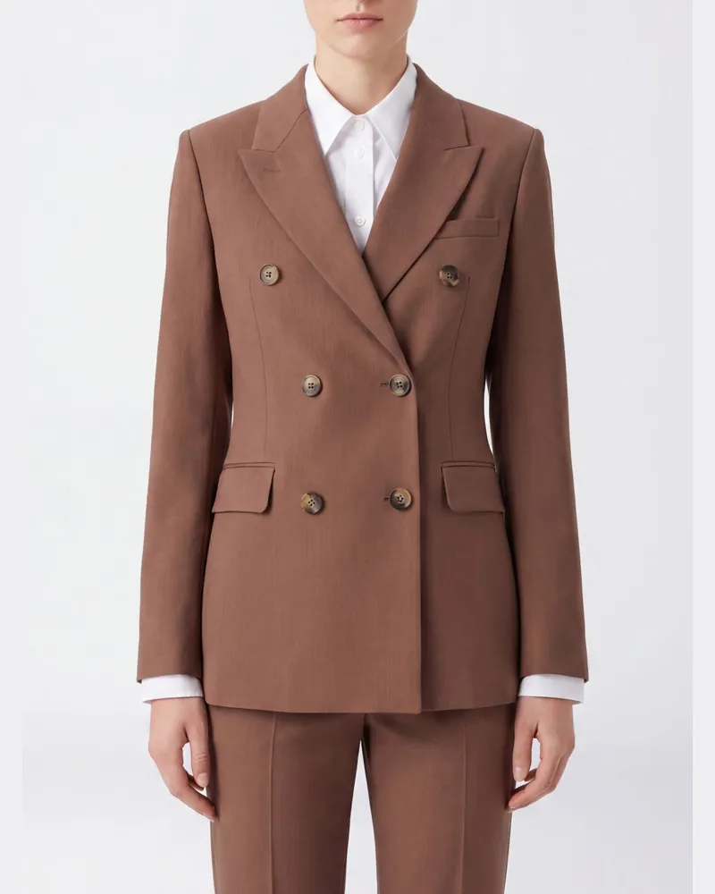 Golden Goose Kurzer zweireihiger Blazer von aus reiner Schurwolle mit steigendem Revers Braun