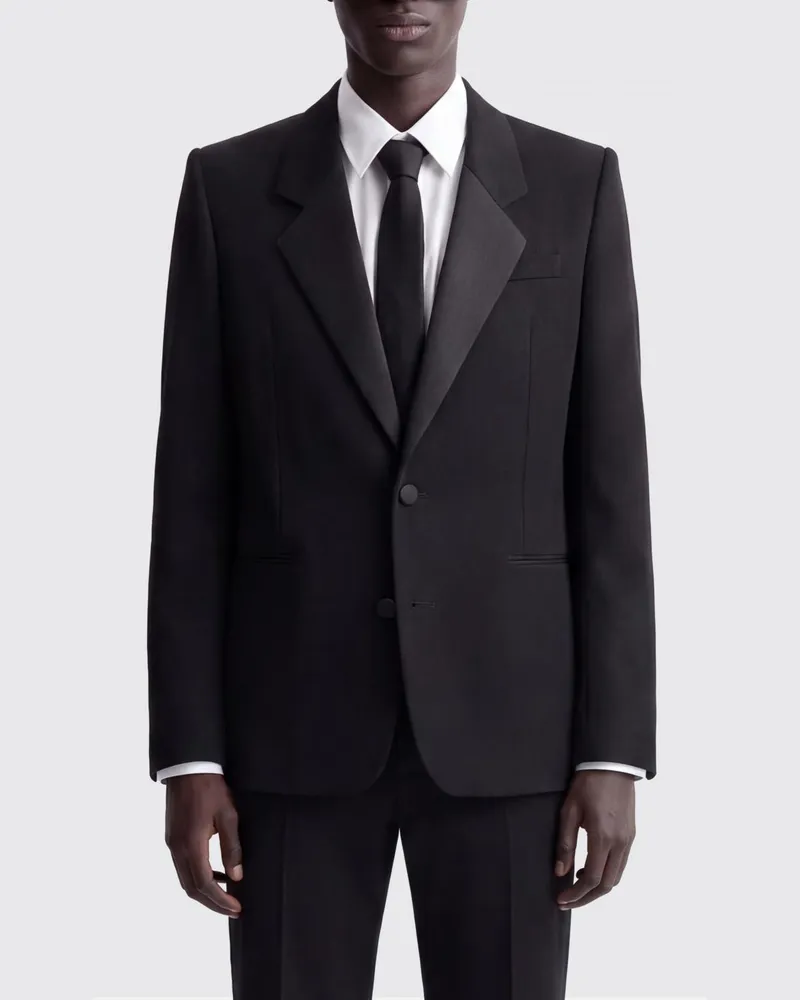 Saint Laurent Einreihiger Wollblazer Schwarz