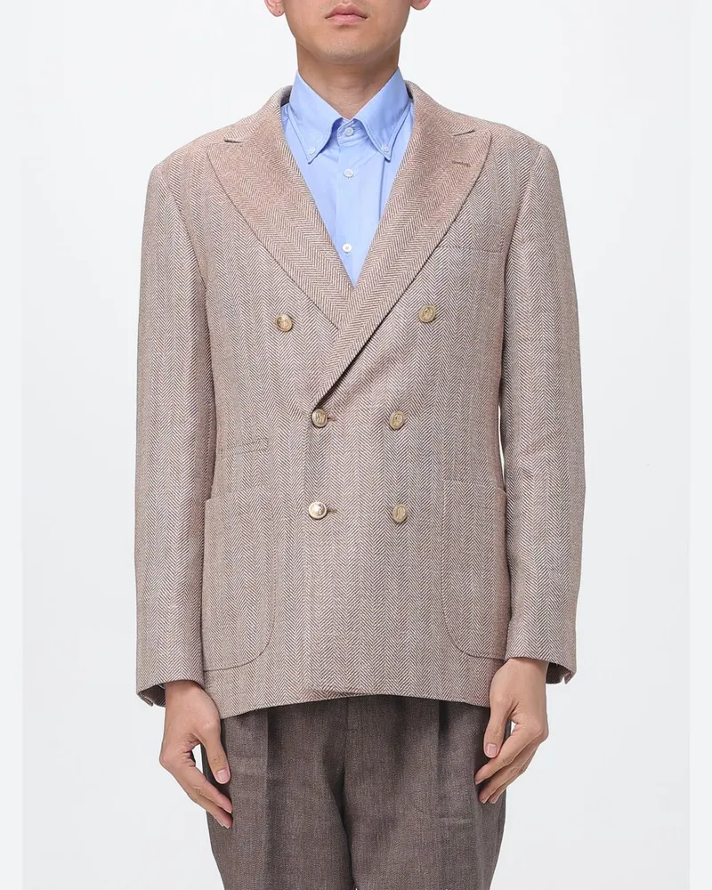 Brunello Cucinelli Zweireihiger Blazer aus Seidenmischung Orange