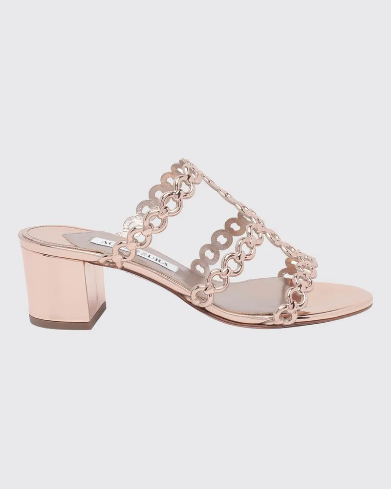 Aquazzura Mules aus rosa Lackleder mit offener Spitze und mittlerem Absatz von Pink