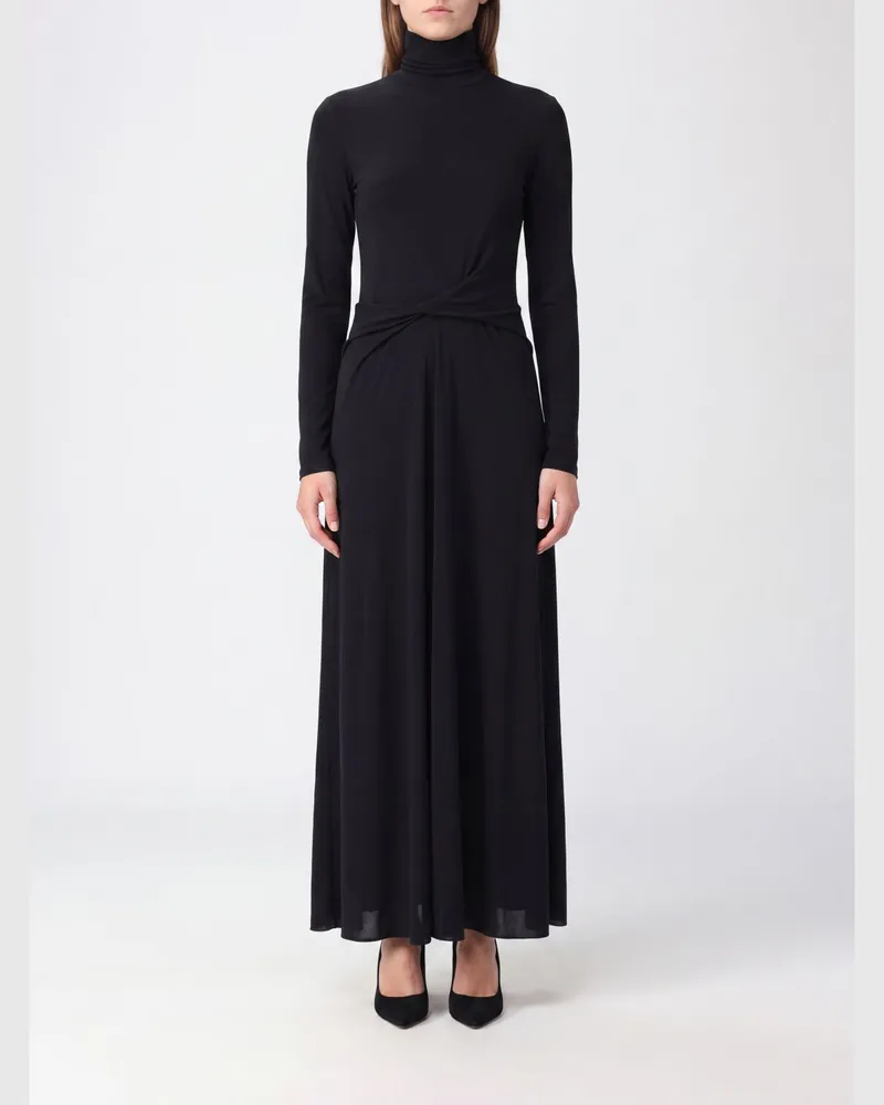 Fabiana Filippi Langes Rollkragenkleid von aus Viskose mit drapierter Taille Blau