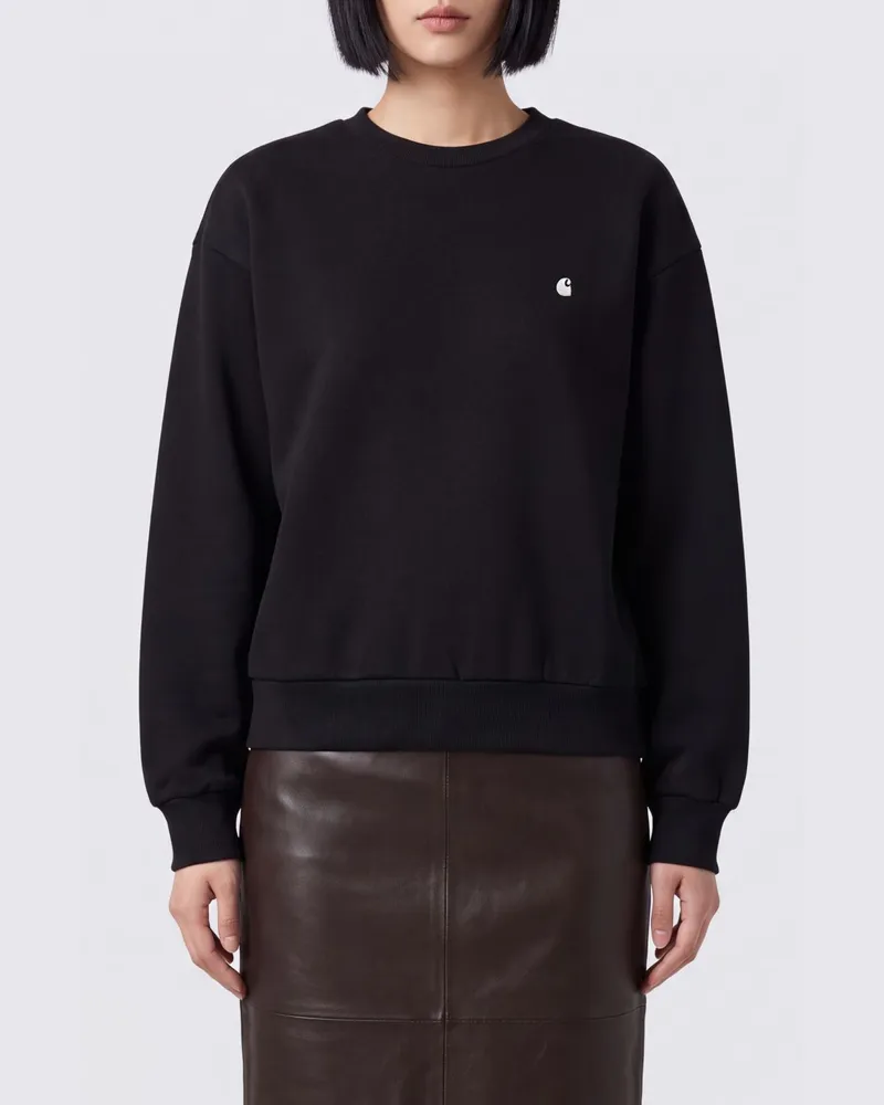 Carhartt WIP Baumwoll-Sweatshirt mit Rundhalsausschnitt und gesticktem Logo Schwarz