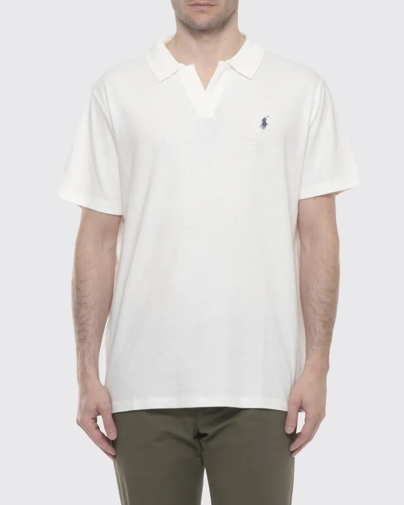 Ralph Lauren Polohemd aus Baumwolle und Leinen mit Logo Blau