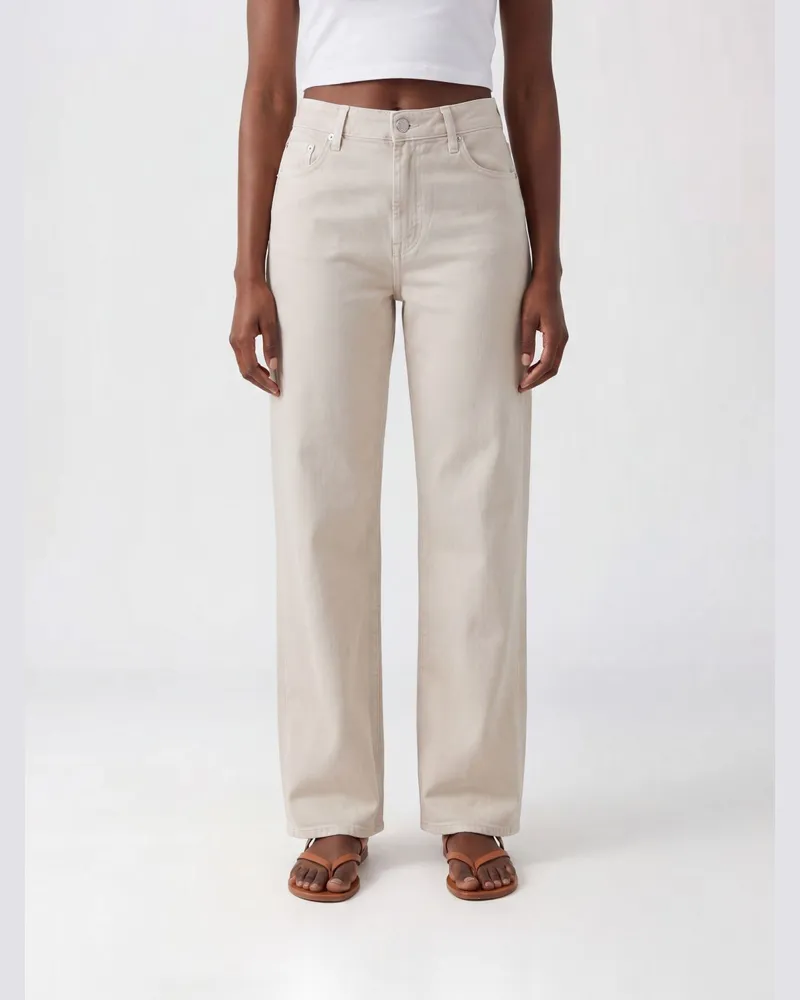Rag & Bone Wide-Leg-Jeans Sofi aus Denim mit mittlerer Leibhöhe Sand