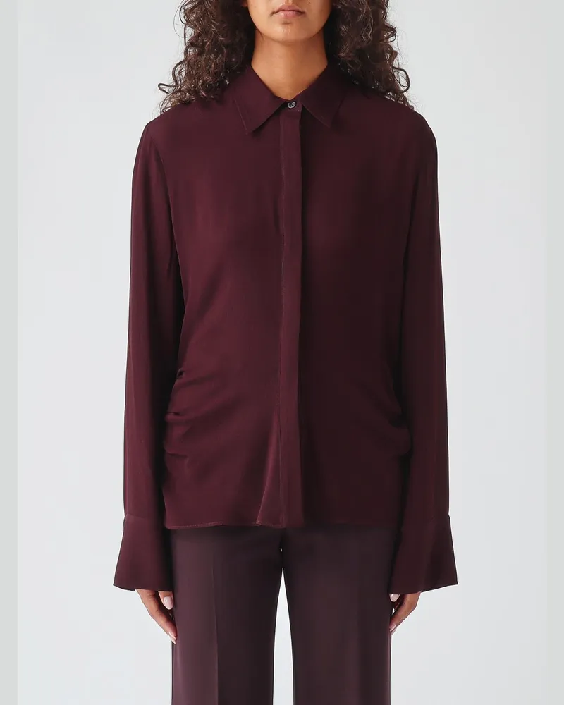 Pinko Slim Fit Viskose-Bluse von mit verdeckter Knopfleiste Burgunderrot