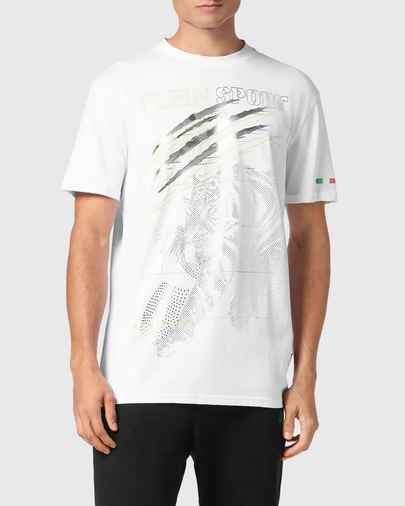 Philipp Plein Baumwoll-T-Shirt mit Strasssteinen Weiß