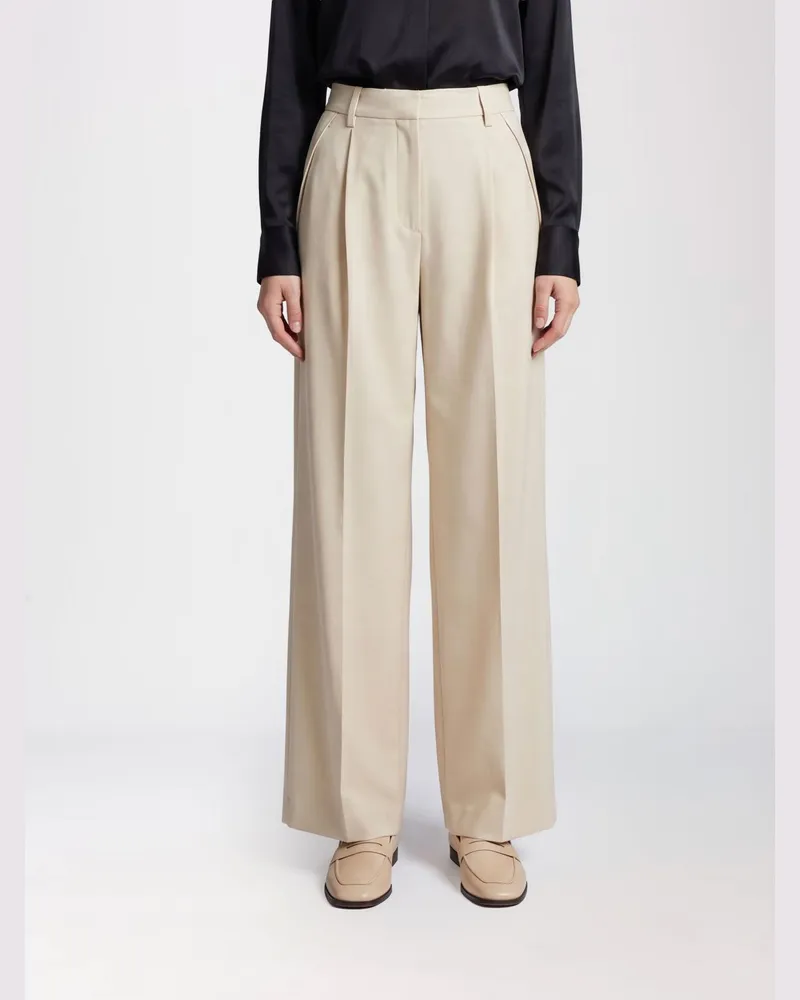 Jacob Cohën Maßgeschneiderte Palazzo-Hose aus Seide und Viskose mit hohem Bund Beige