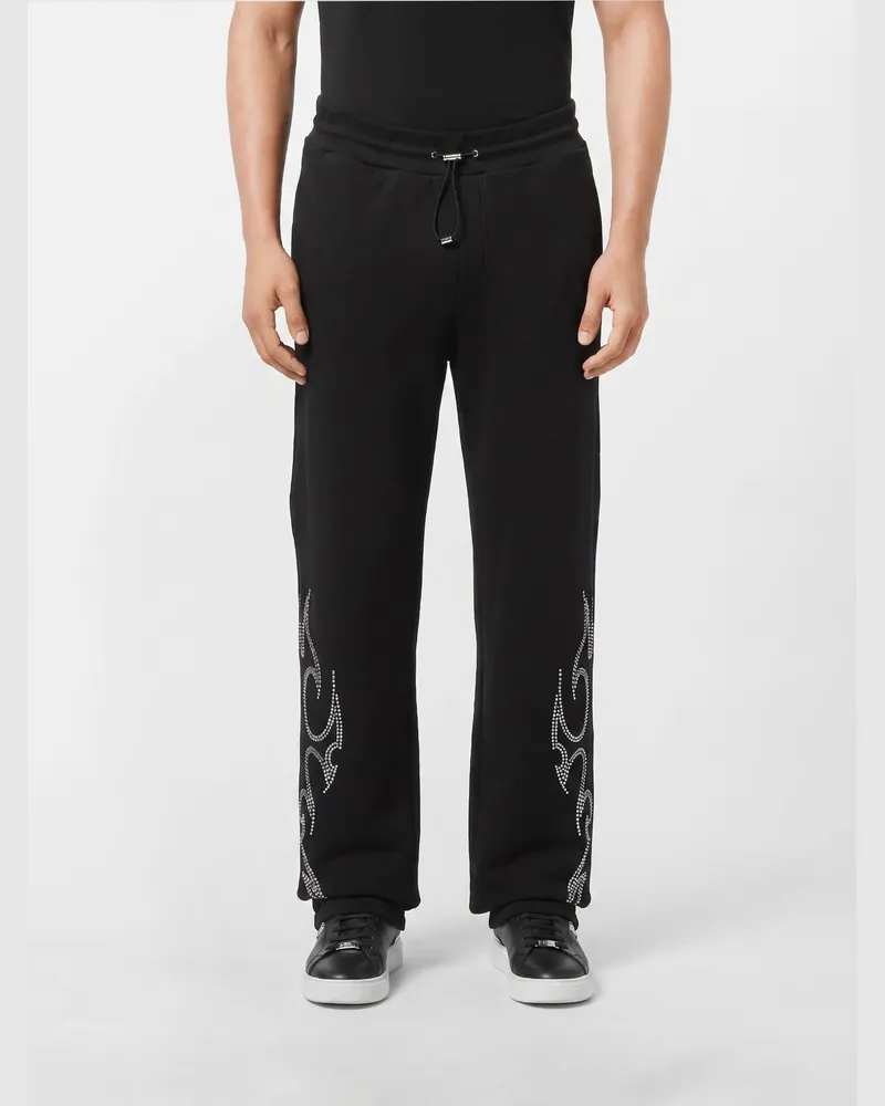 Philipp Plein Jogginghose aus Baumwolle mit Nieten Schwarz