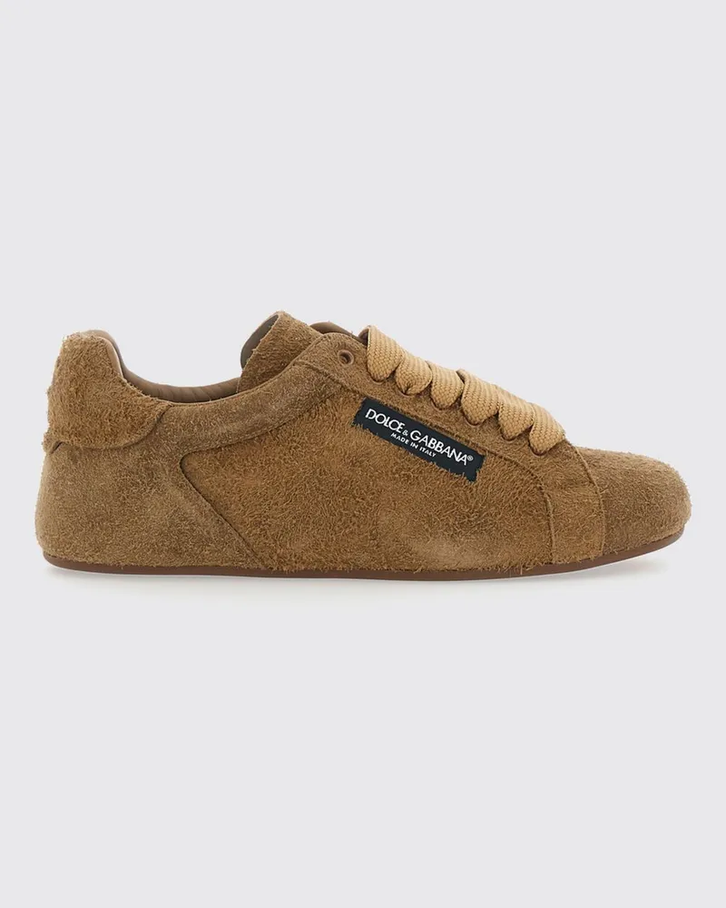 Dolce & Gabbana DOLCE  GABBANA Dolce & Gabbana Portofino Soft Sneaker aus Kalbsveloursleder Beige