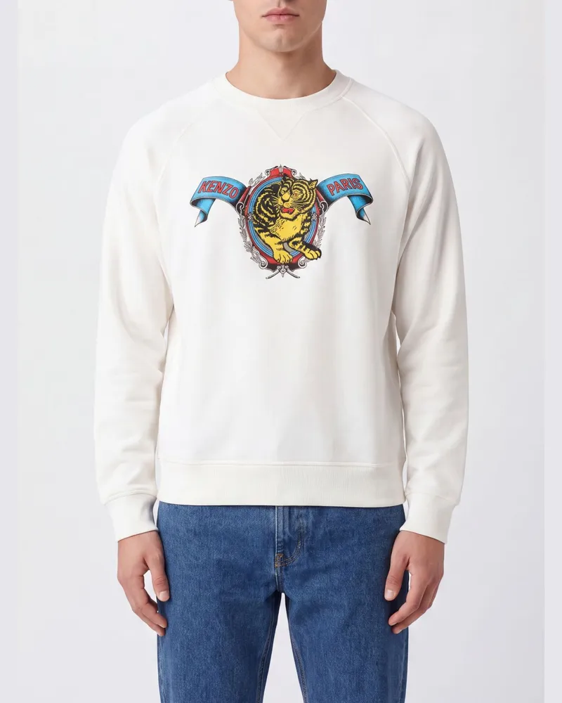 Kenzo Tiger Paris Relaxed-Fit-Sweatshirt aus Baumwollmischung mit überschnittenen Schultern Weiß