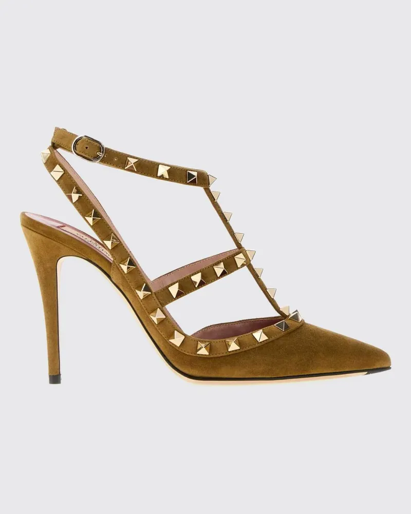 Valentino Garavani Rockstud Slingback-Pumps aus Veloursleder mit Stilettoabsatz Burnt