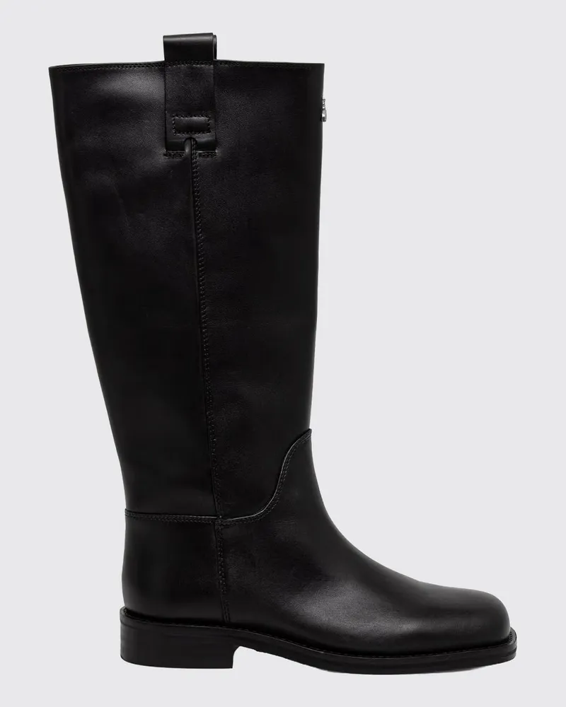 Patrizia Pepe Kniehohe Biker-Stiefel aus Leder mit Fly-Logo Schwarz