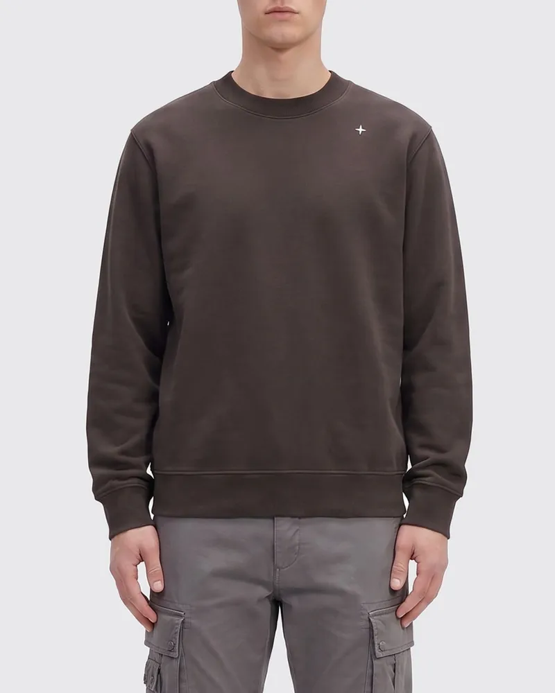 Stone Island Rundhals-Sweatshirt aus Baumwolle Charcoal