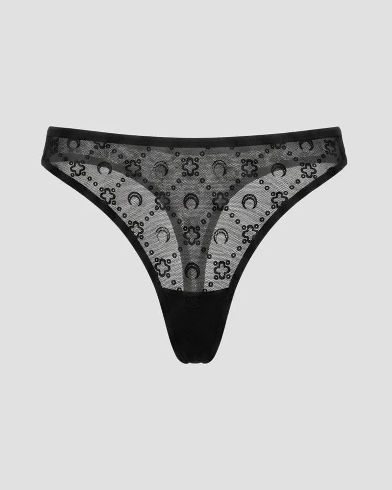 Marine Serre Slip aus transparentem Tüll mit Crescent Moon-Monogramm Schwarz
