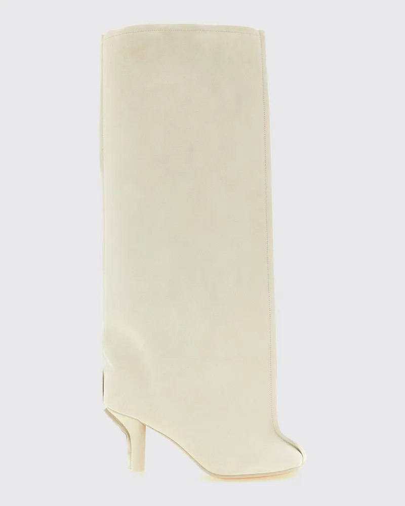 Maison Margiela Anatomic Kniehohe Stiefel aus Veloursleder mit Stiletto-Absatz Weiß