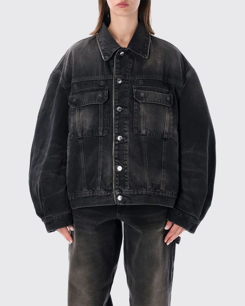 Haikure Oversize-Jeansjacke aus Baumwolldenim mit überschnittenen Schultern Schwarz