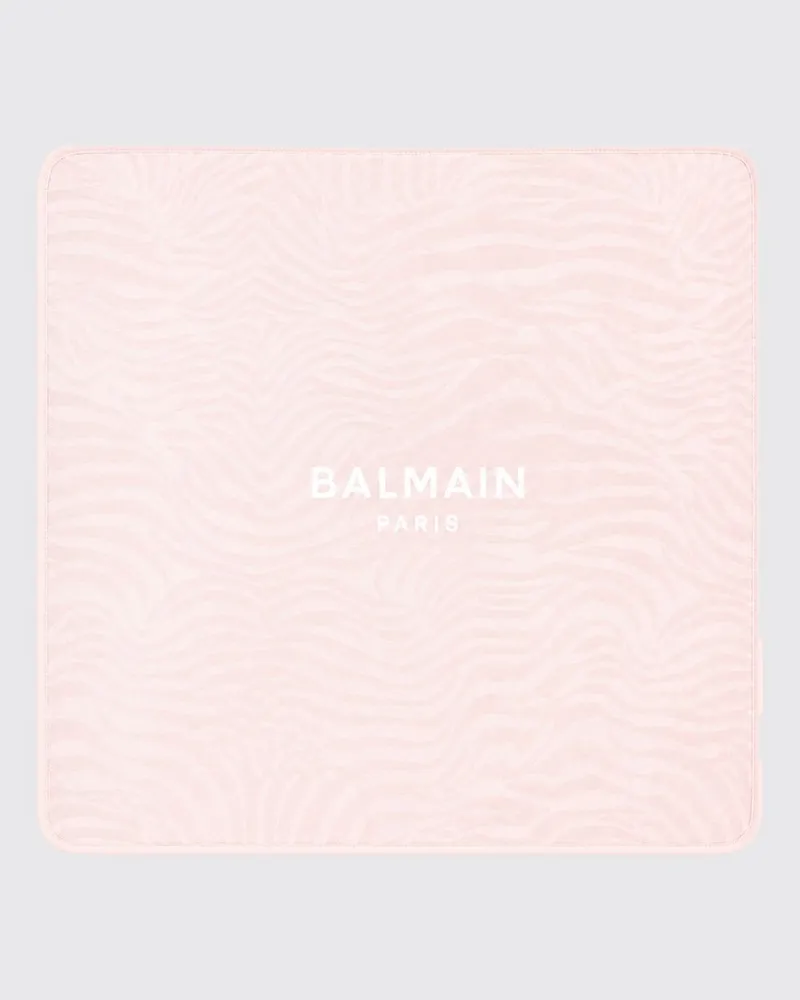 Balmain Babydecke aus Baumwolle mit Zebramuster und Kontrastlogo Pink