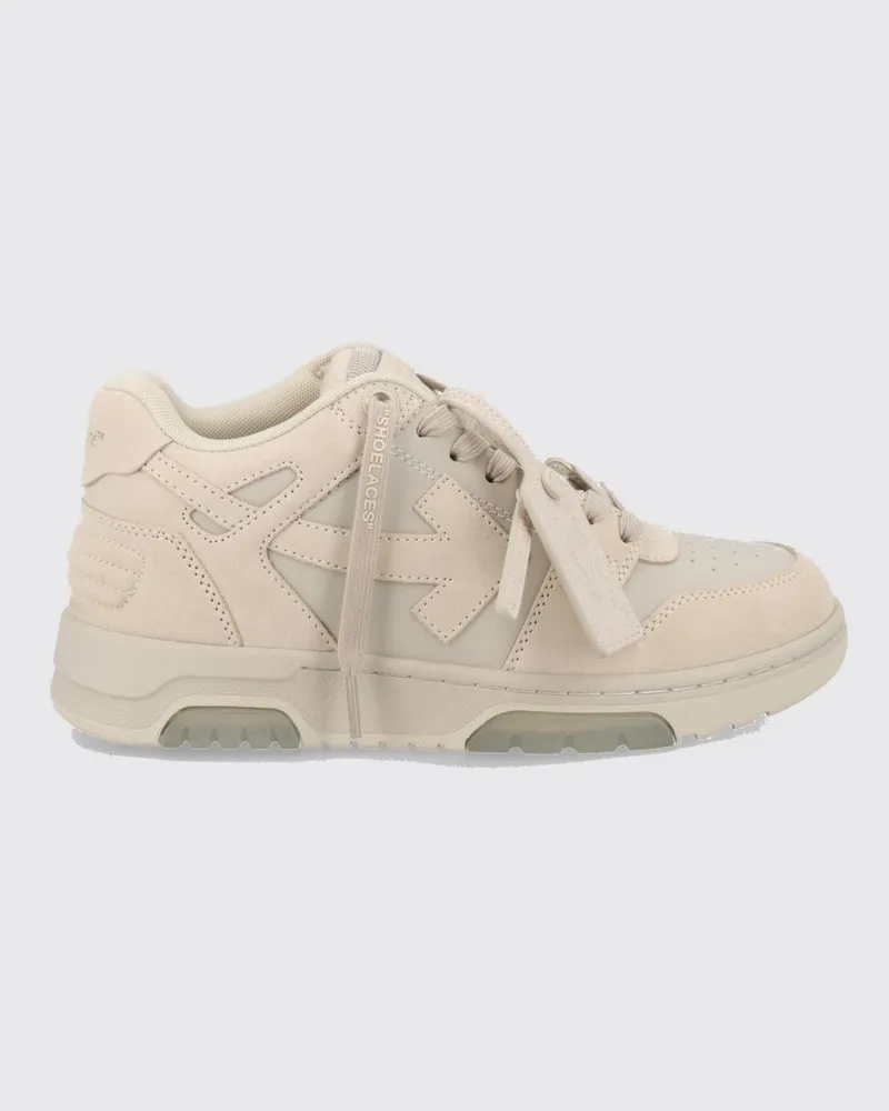 OFF-WHITE Out Of Office zweifarbige Low-Top-Sneakers aus Kalbsleder Beige