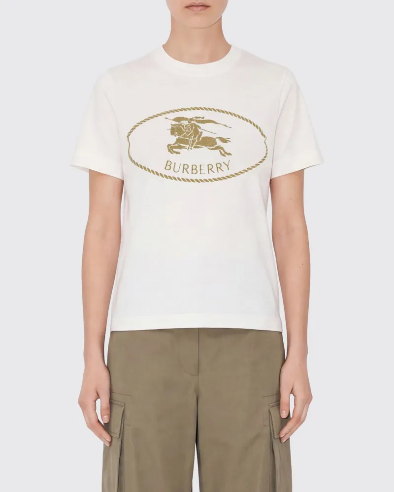Burberry Slim-Fit-T-Shirt aus Baumwolle mit Equestrian-Knight-Logo Beige