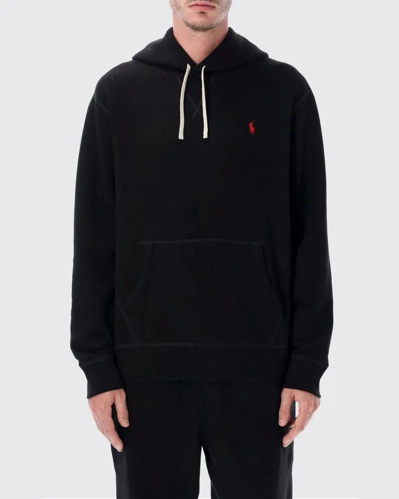 Ralph Lauren Baumwoll-Hoodie mit ikonischem gesticktem Pony-Logo Schwarz
