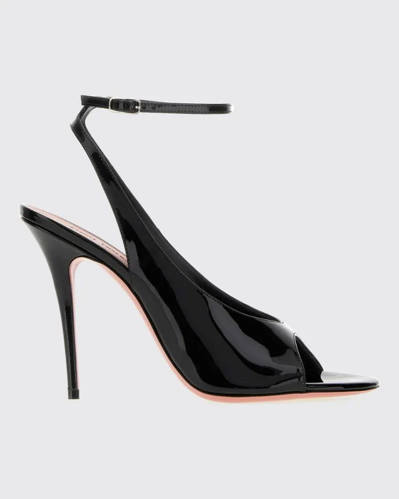 Amina Muaddi Anok Sandalen aus Lackleder mit Knöchelriemen Schwarz