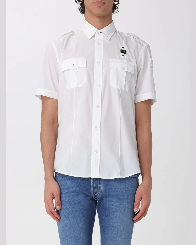 Blauer Hemd herren Weiß