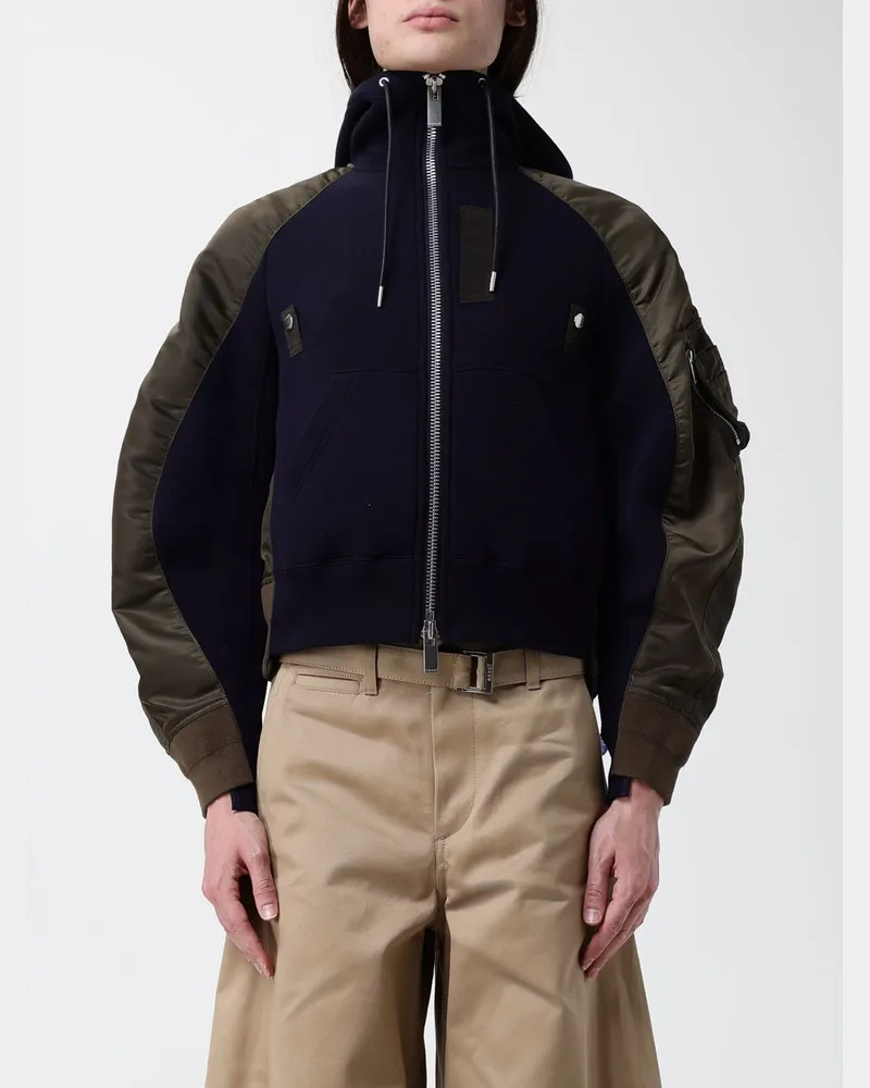 Sacai Kapuzenpullover aus Baumwolle und Nylon Kaki