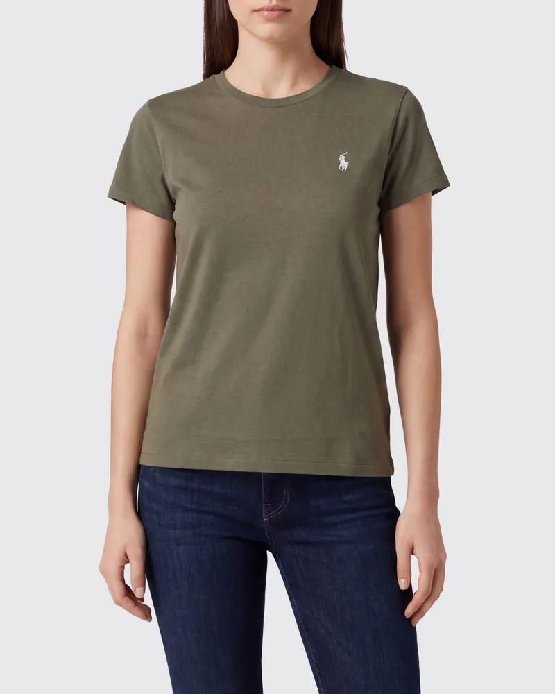 Ralph Lauren Rundhals-T-Shirt aus Baumwolle mit kontrastierendem Pony-Logo Grün