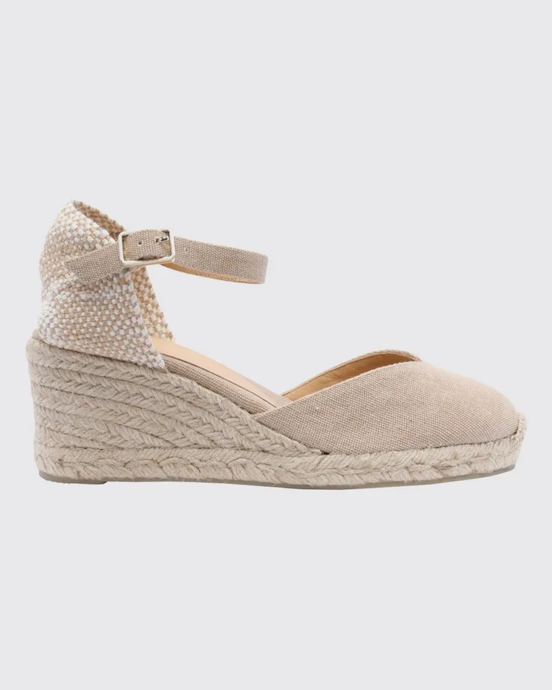 Castañer Chiarita Canvas-Espadrilles mit runder Zehenpartie und mittlerem Keilabsatz Beige