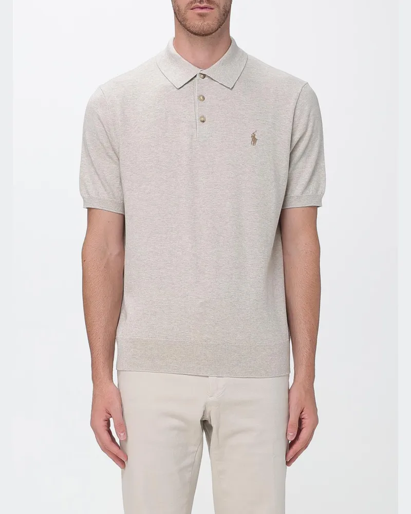 Ralph Lauren Kurzärmeliges Baumwollstrick-Polohemd mit gesticktem Pony-Logo Braun